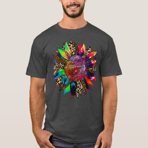 LGBT Tie Dye Sunflower Retro Rainbow Leopard 4th o T-Shirt