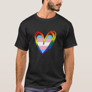 LGBT Trans Pride Flag Cute Heart Graphic Subtle Tr T-Shirt