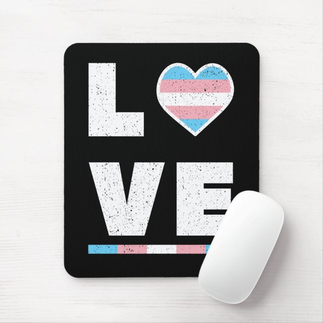 LGBT Transgender Pride Flag Distressed Grunge Love Mouse Pad (With Mouse)