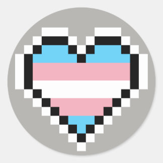 LGBT transgender pride pixel art Classic Round Sticker