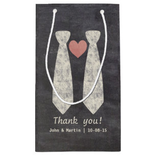 LGBT Tying the Knot Faux Chalkboard Gay Wedding Small Gift Bag