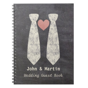 LGBT Tying The Knot Faux Chalkboard Gay Wedding Spiral Notebook