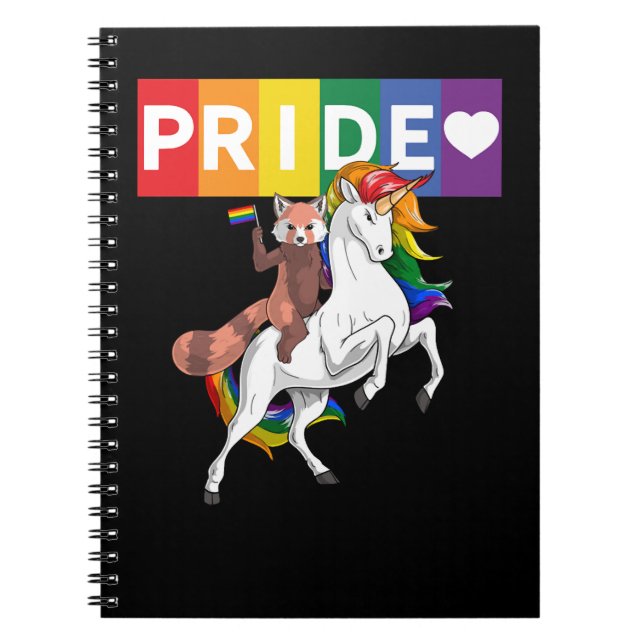 LGBT Unicorn Gay fox Riding Unicorn rainbow pride Notebook (Front)