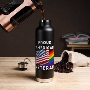 Lgbt Veterans - American Flag Water Bottle