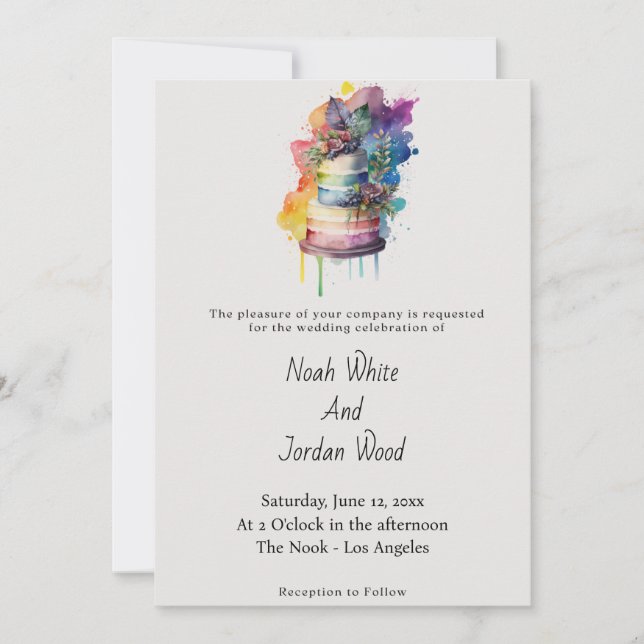 LGBT Wedding Cake Pride Invitation (Front)