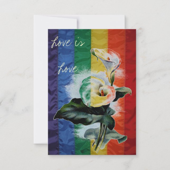 LGBT Wedding Rainbow Vintage Botanical Calla Lily (Front)