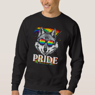 Lgbt Wolff Gay Pride Lgbtq Raiinbow Flag Sunglasse Sweatshirt
