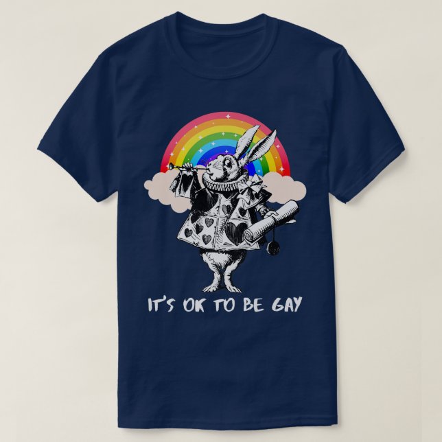 LGBTQ Alice-In-Wonderland White Rabbit - It's OK T T-Shirt (Design Front)