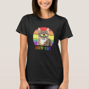 Lgbtq Ally Cat Rainbow Gay Pride Flag Lgbt 18 T-Shirt
