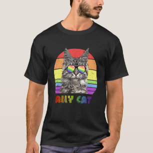 Lgbtq Ally Cat Rainbow Gay Pride Flag Lgbt 27 T-Shirt