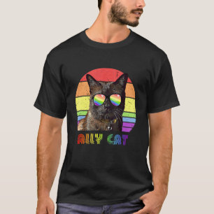 Lgbtq Ally Cat Rainbow Gay Pride Flag Lgbt 28 T-Shirt