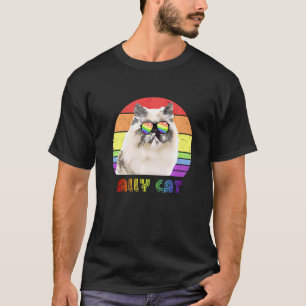 Lgbtq Ally Cat Rainbow Gay Pride Flag Lgbt 28 T-Shirt