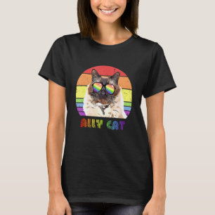 Lgbtq Ally Cat Rainbow Gay Pride Flag Lgbt 39 T-Shirt