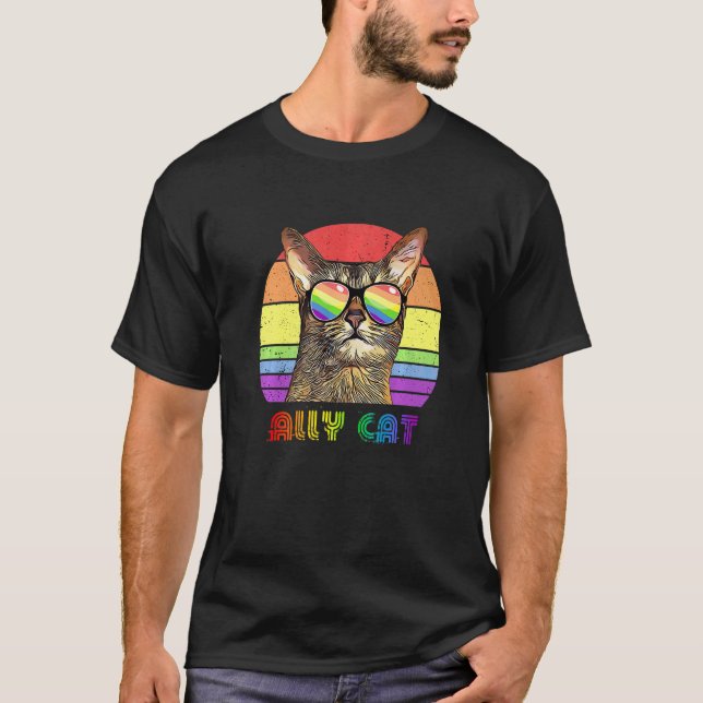 Lgbtq Ally Cat Rainbow Gay Pride Flag Lgbt  43 T-Shirt (Front)