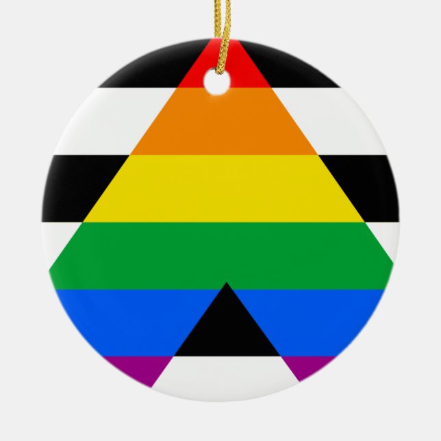 LGBTQ+ Ally Flag Ceramic Tree Decoration (Front)
