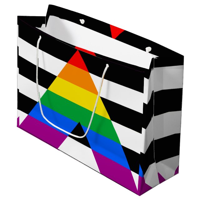 LGBTQ+ Ally Flag Large Gift Bag (Front Angled)