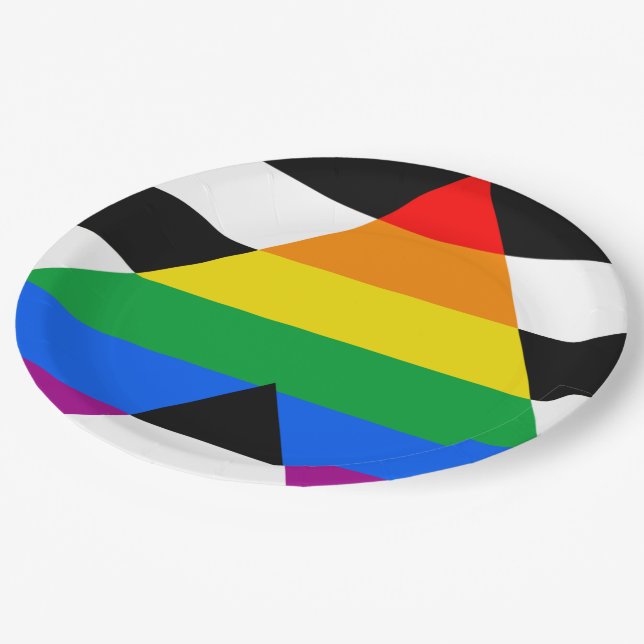 LGBTQ+ Ally Flag Paper Plate (Angled)
