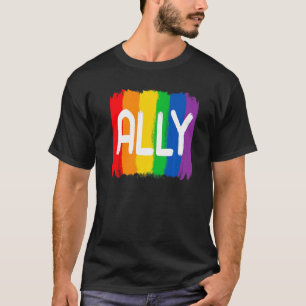 LGBTQ Ally Rainbow Color LGBT Lesbian Gay Pride Mo T-Shirt
