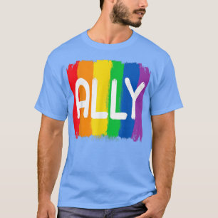 LGBTQ Ally Rainbow Colour LGBT Lesbian Gay Pride M T-Shirt