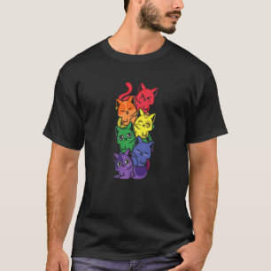 LGBTQ Animal Lesbian Cat Cute Rainbow Lesbian Gay T-Shirt