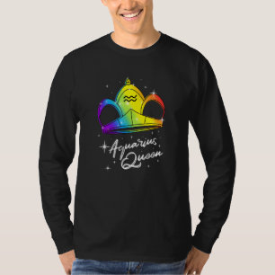 Lgbtq Aquarius Queen Zodiac With Rainbow Gay Pride T-Shirt