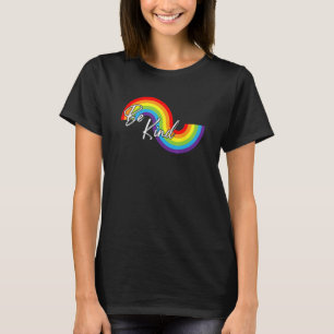 LGBTQ Be Kind Gay Pride LGBT Ally Rainbow Flag Ret T-Shirt