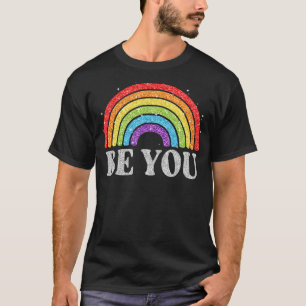 Lgbtq Be You Gay Pride Lgbt Ally Rainbow Flag Retr T-Shirt