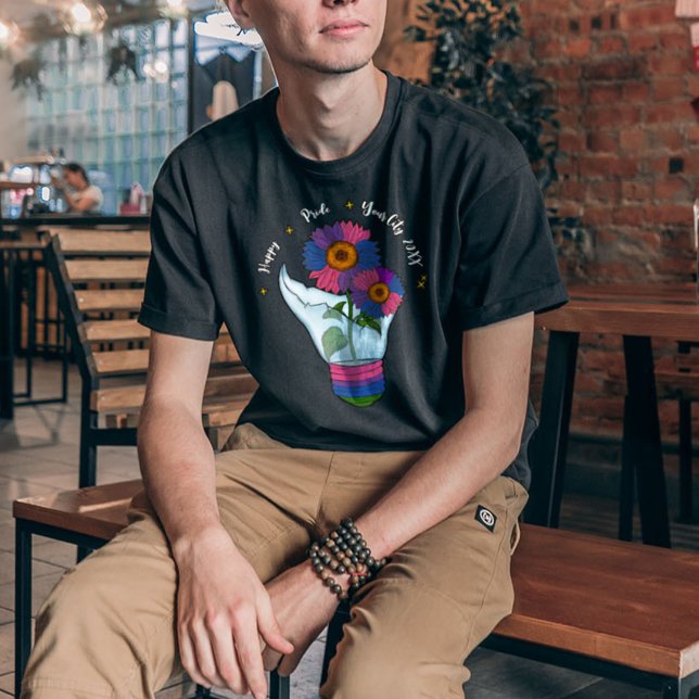 LGBTQ Bisexual Flag Sunflowers in a Light Bulb T-Shirt (Creator Uploaded)