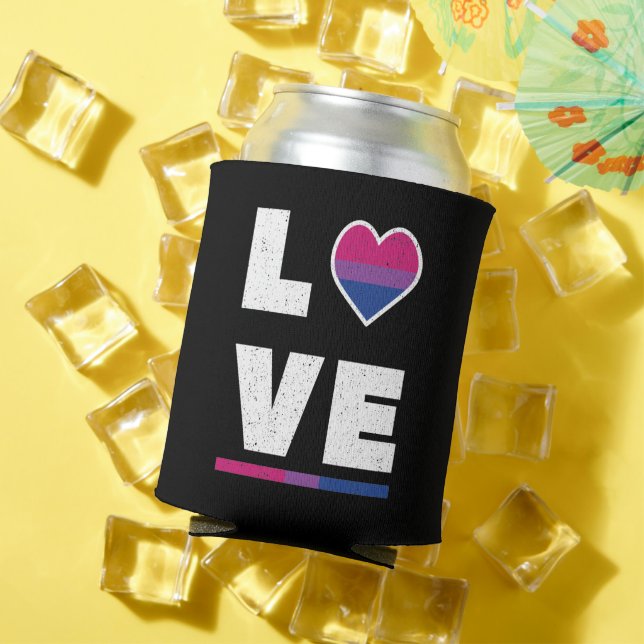 LGBTQ Bisexual Pride Flag Distressed Grunge Love Can Cooler (In Situ Summer)