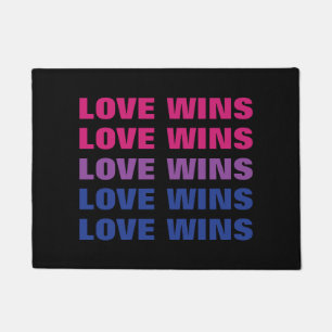 LGBTQ Bisexual Pride Love Wins Custom Repeat Text Doormat