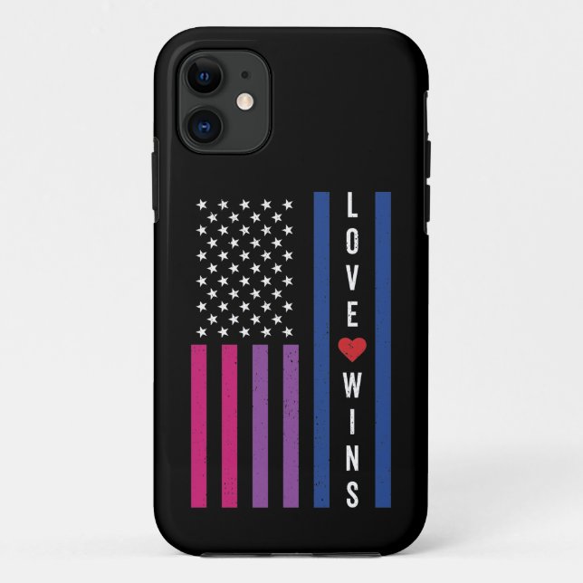 LGBTQ Bisexual Pride Love Wins USA American Flag Case-Mate iPhone Case (Back)
