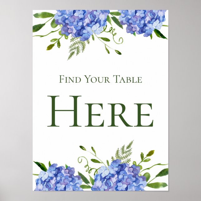 LGBTQ Blue Hydrangeas Floral Find Your Table Poster (Front)