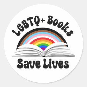LGBTQ+ Books Save Lives Classic Round Sticker