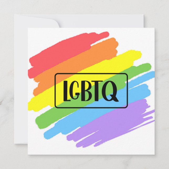 LGBTQ Brushstrokes Rainbow Invitation (Front)