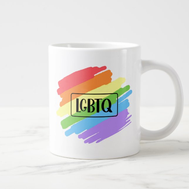 LGBTQ Brushstrokes Rainbow Large Coffee Mug (Right)