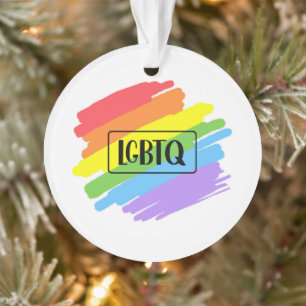 LGBTQ Brushstrokes Rainbow Ornament
