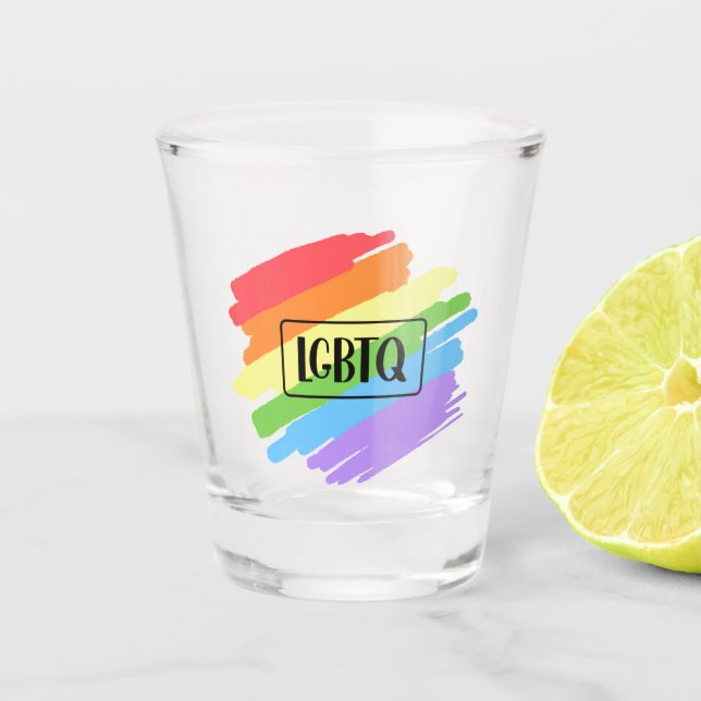 LGBTQ Brushstrokes Rainbow Shot Glass (Front)