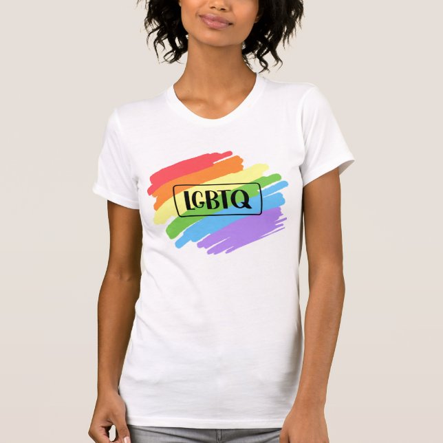 LGBTQ Brushstrokes Rainbow T-Shirt (Front)