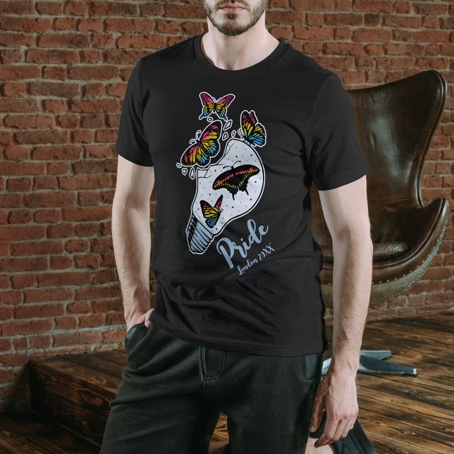 LGBTQ Butterflies in Pansexual Flag Colours T-Shirt (Creator Uploaded)