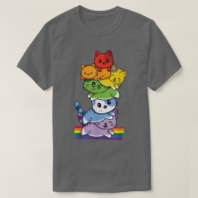 LGBTQ Cat Cute Rainbow Gay Pride LGBTQ LGBT Pride  T-Shirt (Design Front)