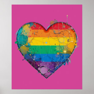 LGBTQ Chaos Heart Hand Drawn Digital Art Poster