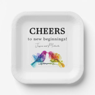 LGBTQ+ CHEERS! Rainbow Lovebirds Paper Plate