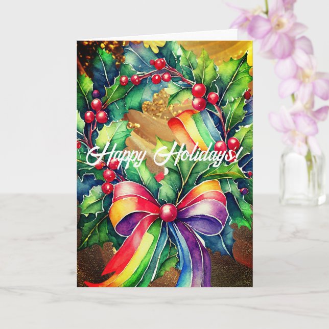 LGBTQ Christmas Card, 5" x 7" Folded Greeting Card (Orchid)