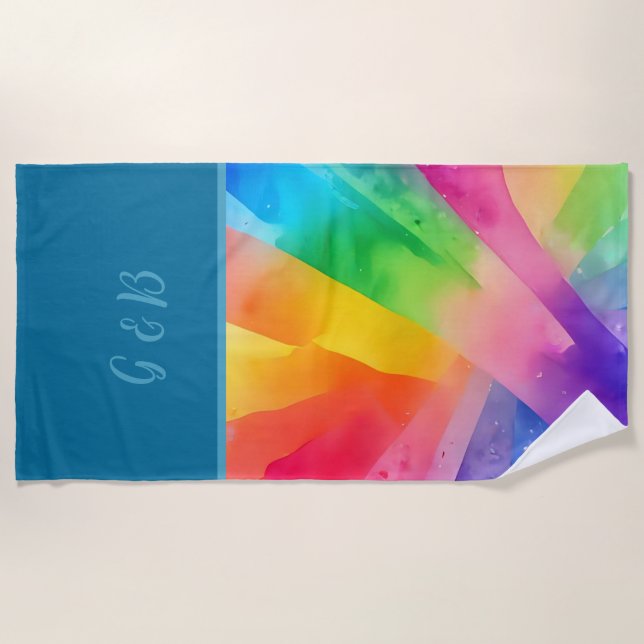 lgbtq colourful rainbow  beach towel (Front)