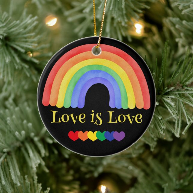 LGBTQ Colourful Rainbow Custom Text Ceramic Tree Decoration (Tree)