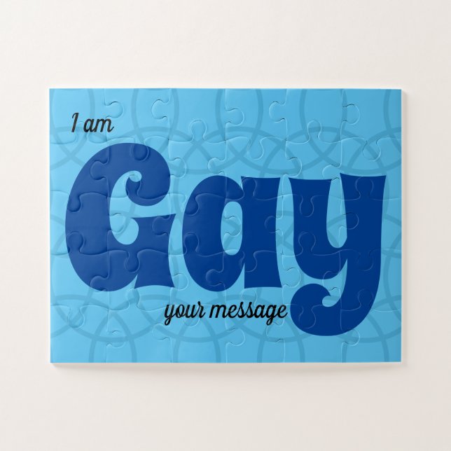 LGBTQ Coming Out Simple Custom Message Blue  Jigsaw Puzzle (Horizontal)