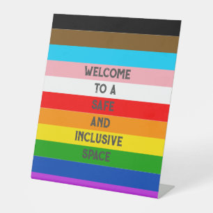 LGBTQ Customisable Progress Pride Flag Rainbow Pedestal Sign
