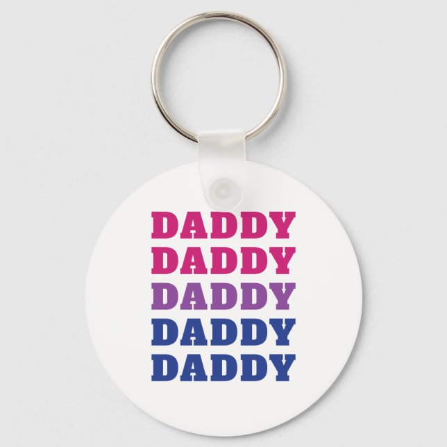 LGBTQ Daddy Bisexual Pride Dad Father's Day Key Ring (Front)