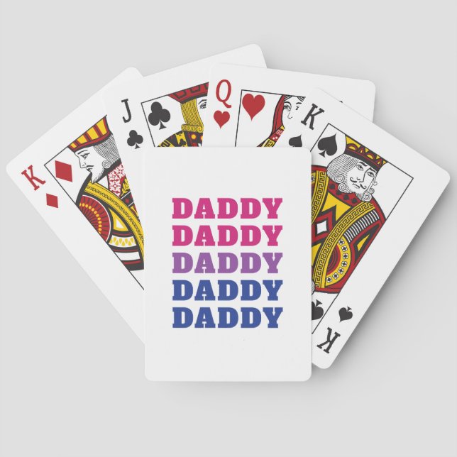 LGBTQ Daddy Bisexual Pride Dad Father's Day Playing Cards (Back)