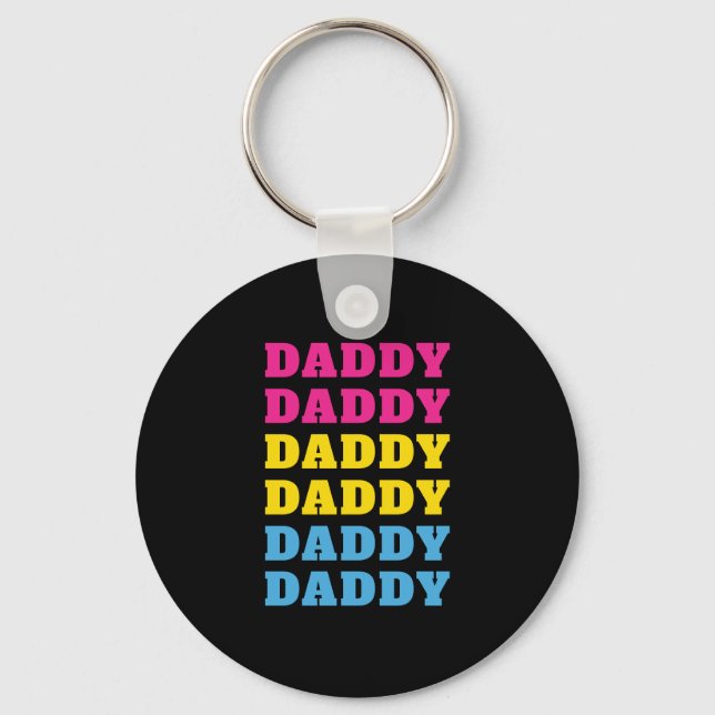LGBTQ Daddy Pansexual Pride Dad Father's Day Key Ring (Front)